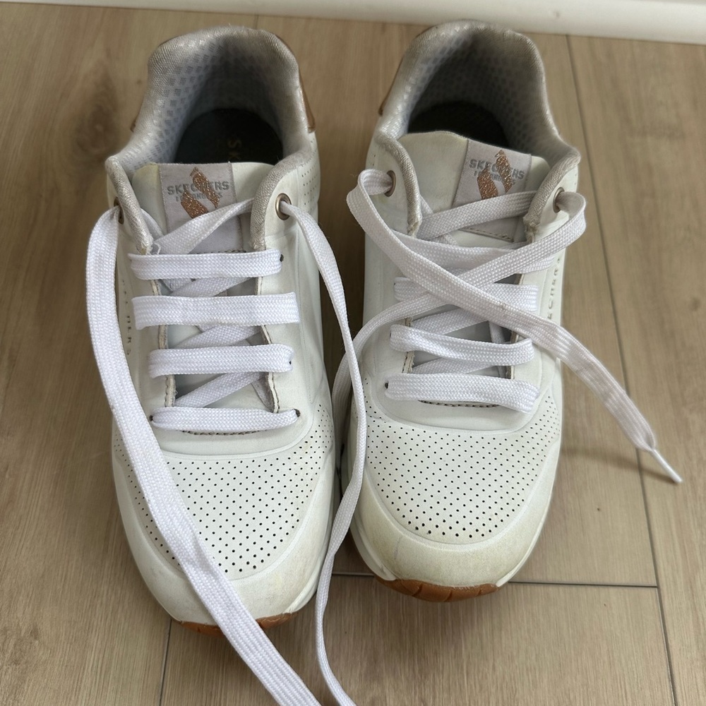 Skechers White Perforated Sneakers